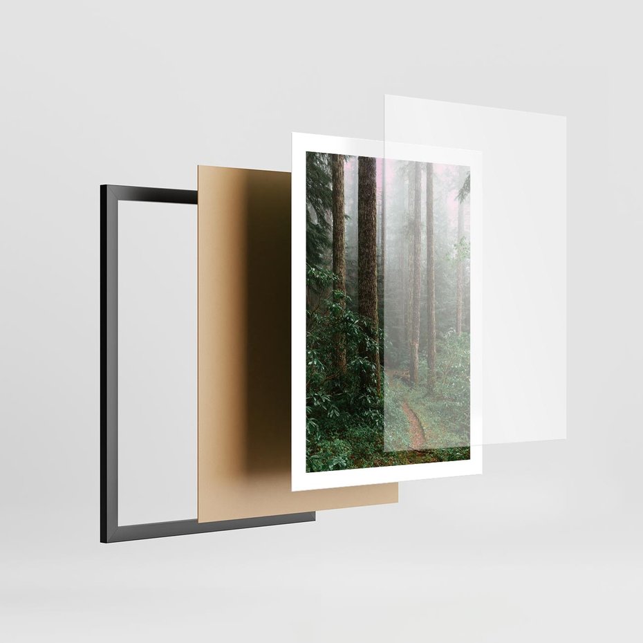Plakat w ramie 50x70 - Mgliste Marzenia - artystyczna fotografia, las - rama czarna