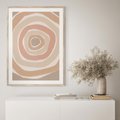 Plakat w ramie 30x40 - Roztopione Granice - abstakcyjne koła, delikatne odcienie beżu - rama drewno