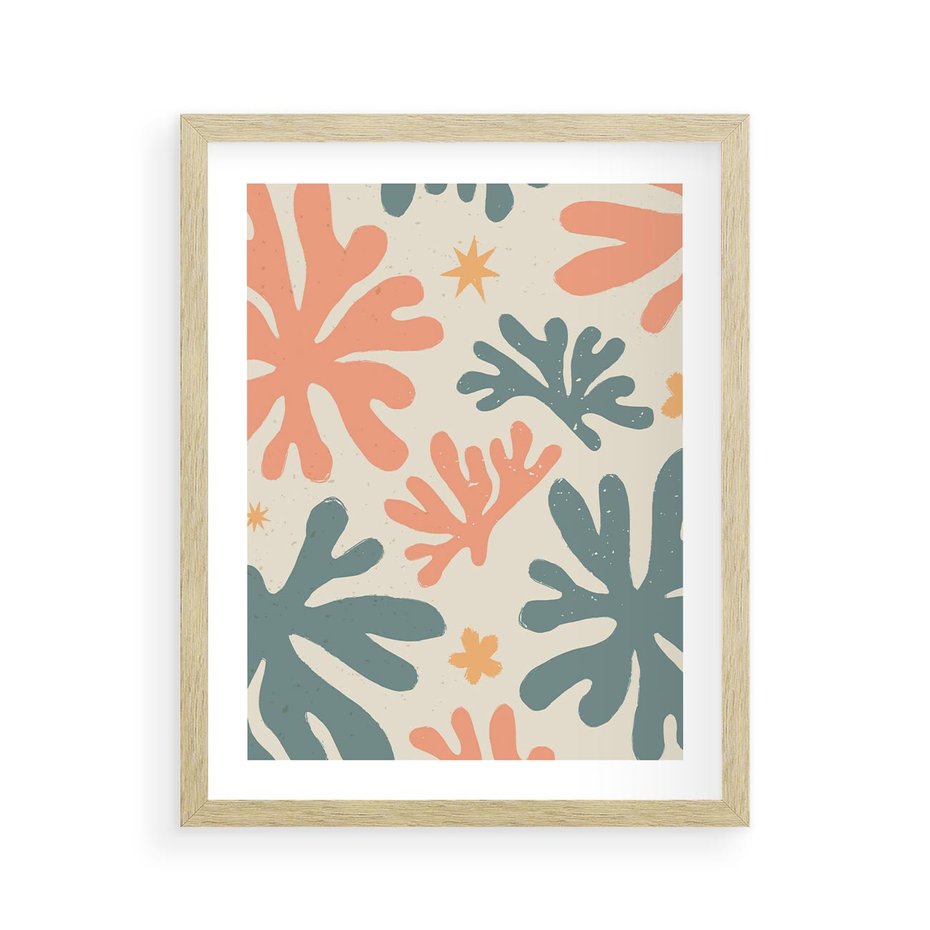 Plakat w ramie 40x50 - Boho Wybuch - boho formy, kształty - rama drewno