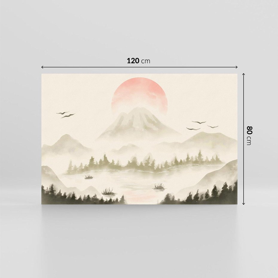 Obraz na płótnie 120x80 - Przyroda Japonii - japońska akwarela, góry