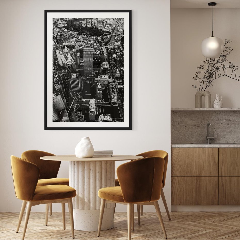 Plakat bez ramy 40x50 - Kontrastujące miasto - miasto, biało