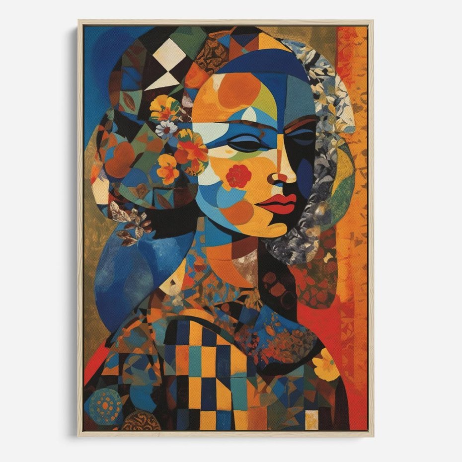 Obraz w ramie 70x100 - Impresje Cichego Szeptu - abstrakcyjny obraz, portret kobiety - rama drewno