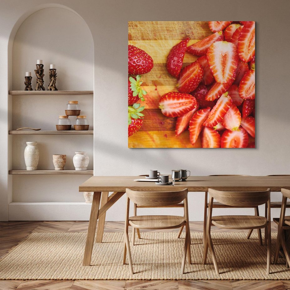 Obraz na płótnie 50x50 - Truskawki - Smak Lata w Owocowym Ogrodzie - truskawki, owoce