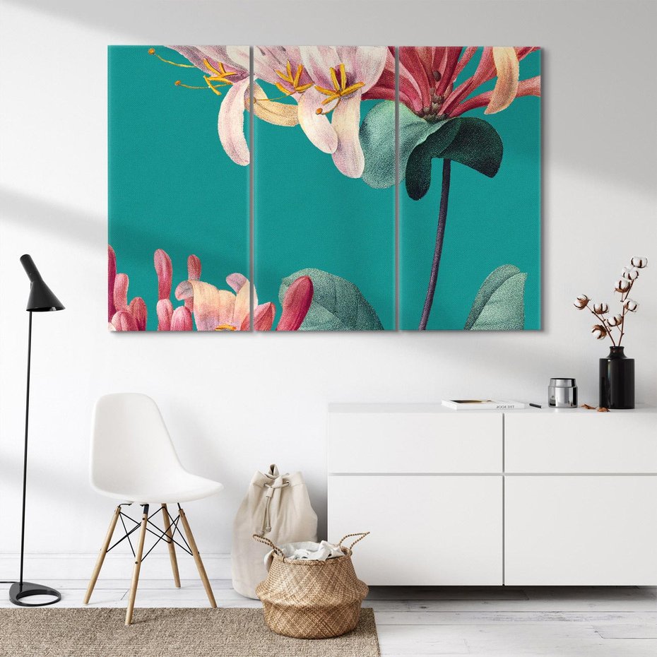 Obraz na płótnie 120x80 - Pejzaż zapomnianych uczuć - grafika w stylu vintage, wielkoformatowe kwiaty