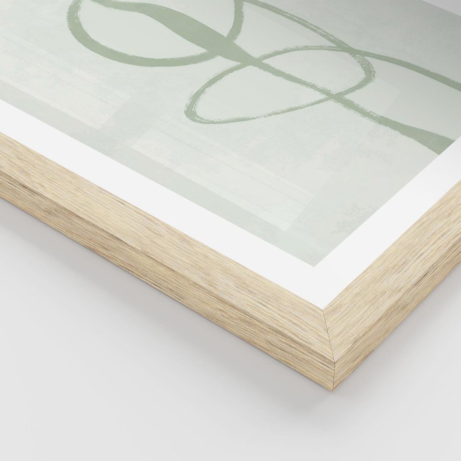 Plakat w ramie 50x70 - Zieleń Wewnętrznej Harmonii - zielona abstrakcja, zgaszona zieleń - rama drewno