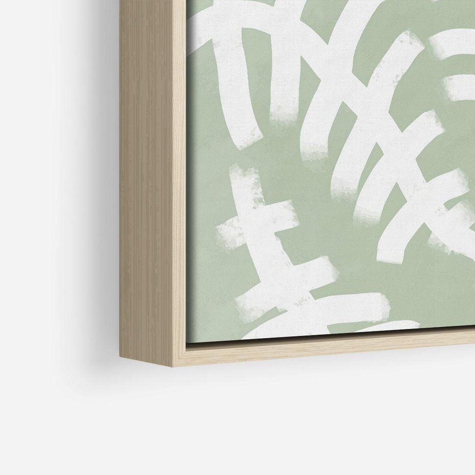 Obraz w ramie 50x50 - Oaza Zieleni - zielona abstrakcja, zgaszona zieleń - rama drewno