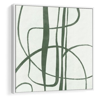 Obraz w ramie 80x80 - Zielony Spokój - zielona abstrakcja, spokojny plakat - rama biała