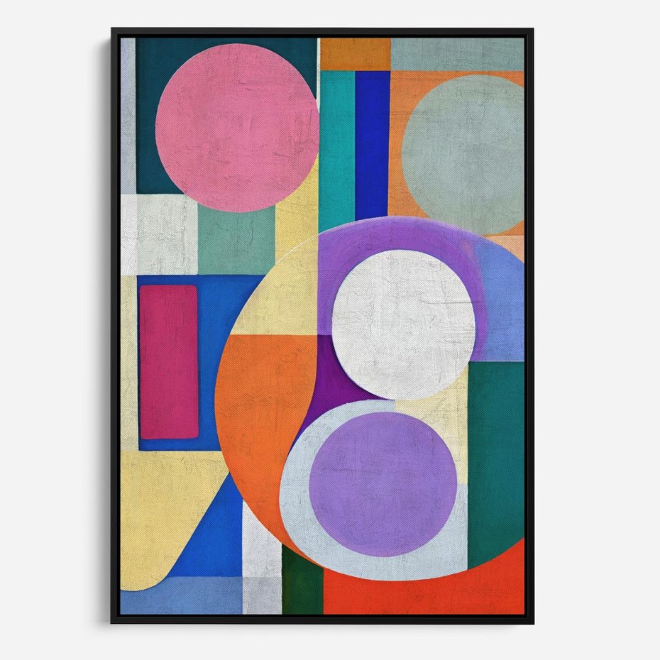 Obraz w ramie 50x70 - Migotliwe Impulsy Dźwięku - różne geometryczne formy, koła - rama czarna