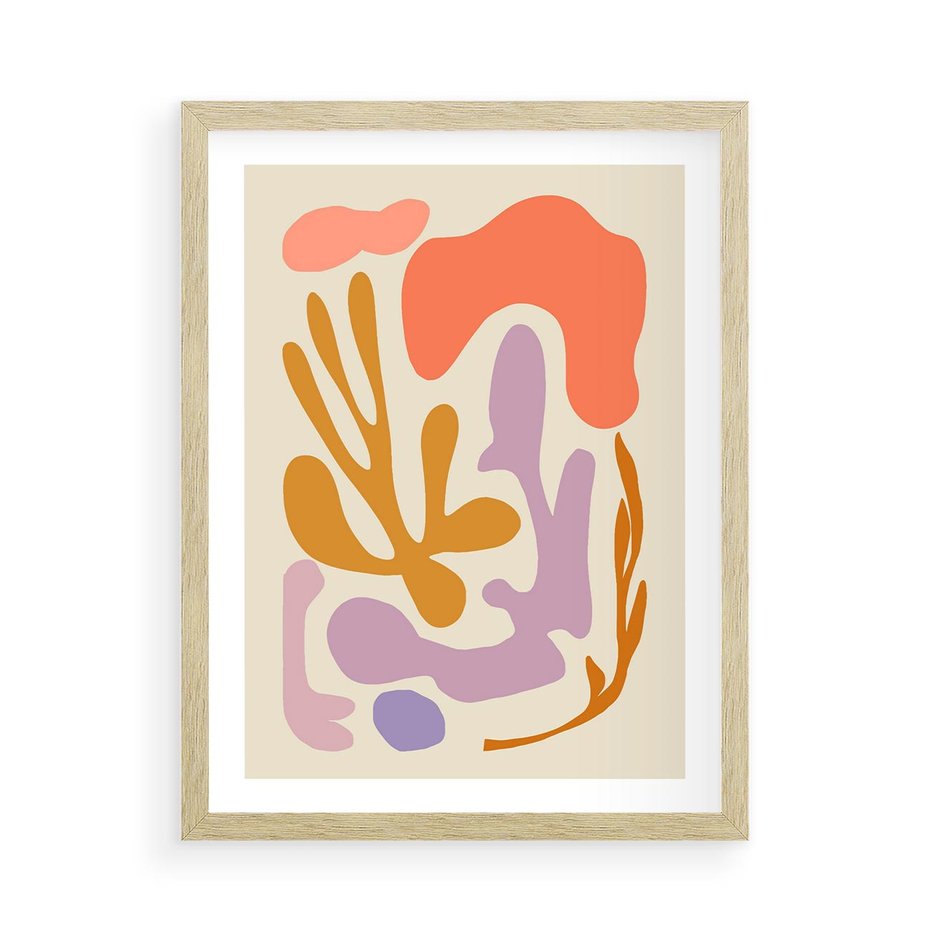 Plakat w ramie 50x70 - Ekspresjonistyczne Impulsy - abstrakcyjny obraz, pastelowe kolory - rama drewno