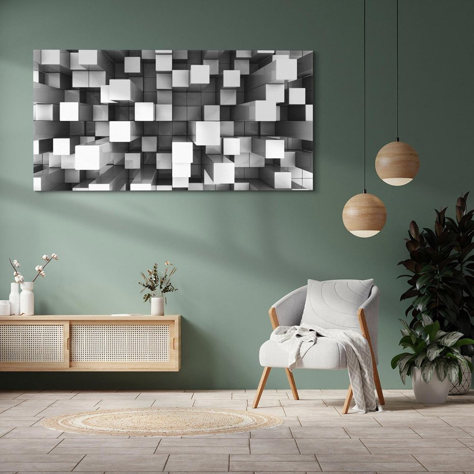 Obraz na płótnie 120x60 - Abstrakcyjne światy: 3D w kwadratach - 3D, abstrakcja