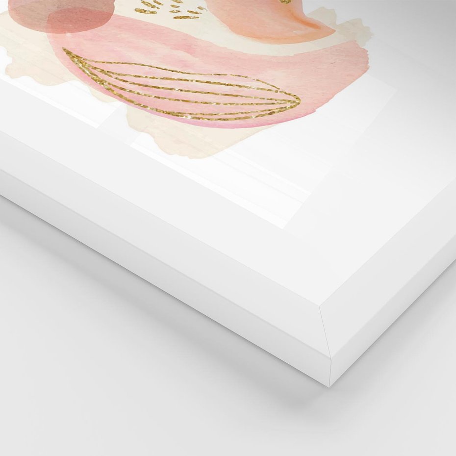 Plakat w ramie 40x50 - Impresje Przenikających Form - abstrakcyjne akwarelowe plamy, minimalizm - rama biała