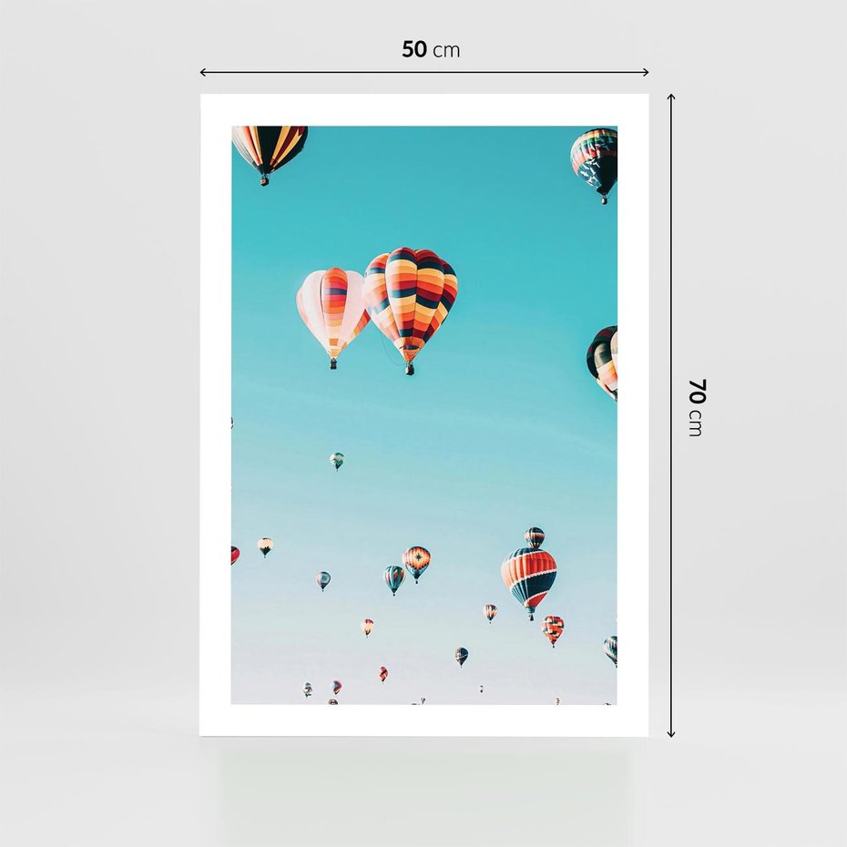 Plakat bez ramy 50x70 - Balonowa Ekscytacja - balony latają w powietrzu, wyścigi balonów