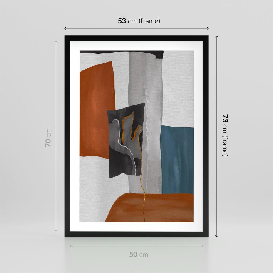 Plakat w ramie 50x70 - Nowoczesna geometria - nowoczesny, geometryczny - rama czarna
