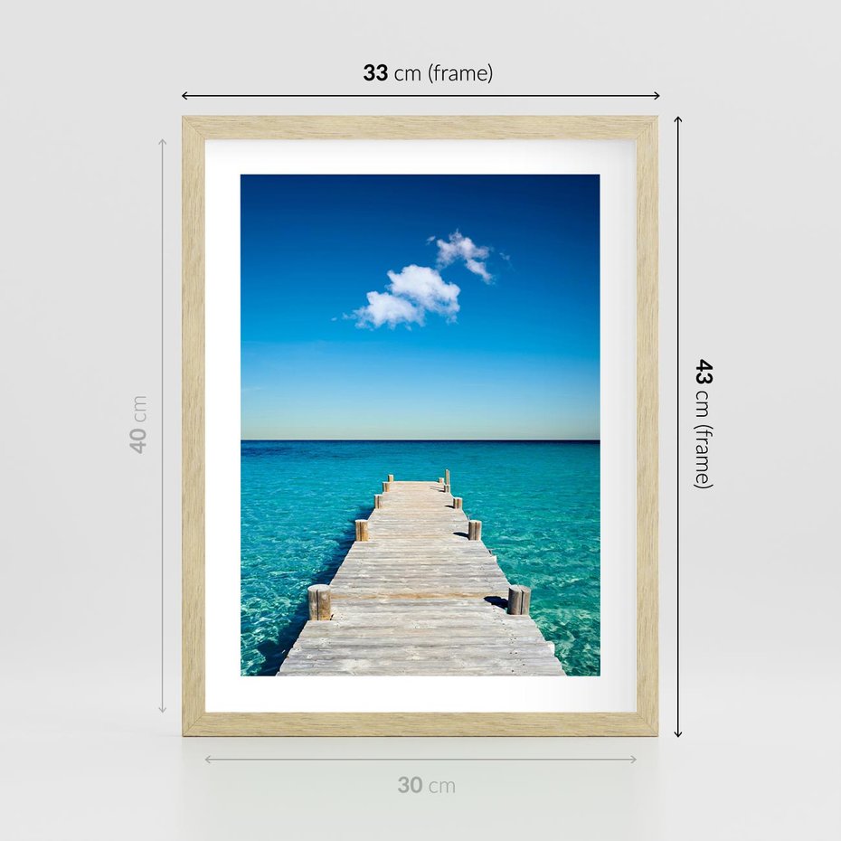 Plakat w ramie 30x40 - Letnie Morskie Uczucie - morze, pomost - rama drewno