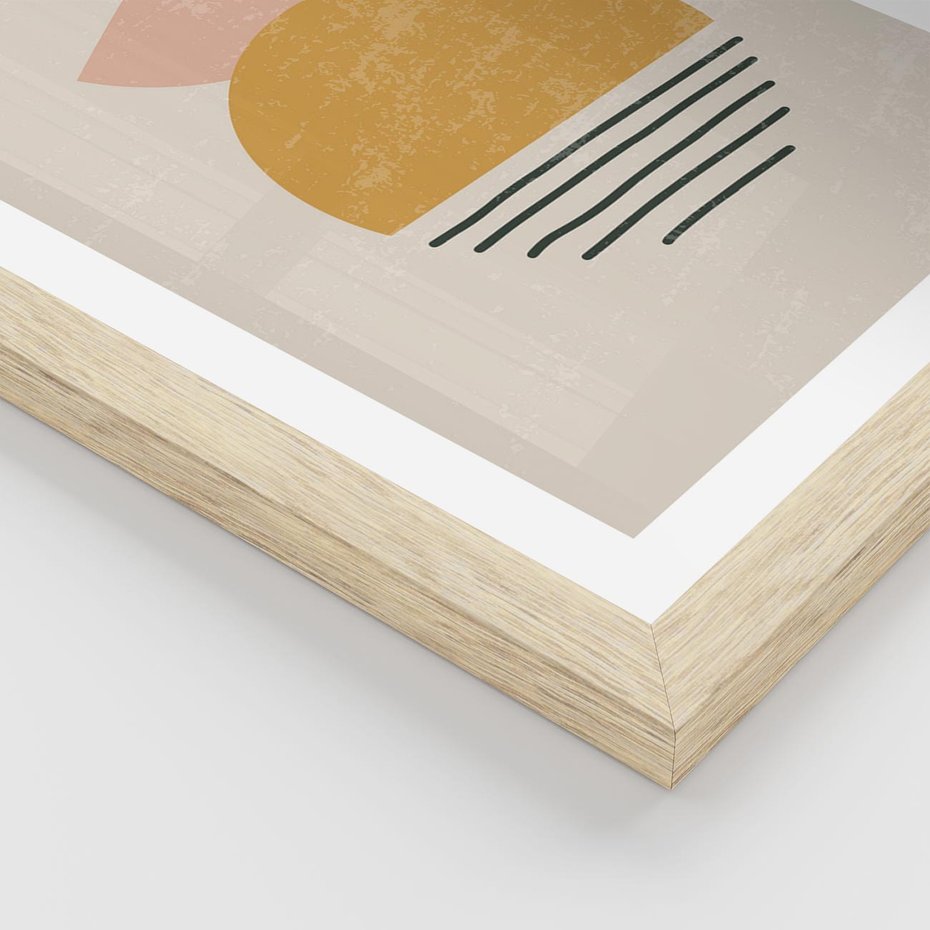 Plakat w ramie 30x40 - Krótka Forma - abstrakcyjna sztuka, boho kształty - rama drewno