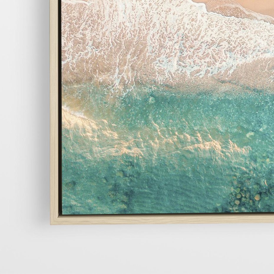 Obraz w ramie 120x80 - Oczy turkusu - fotografia, plaża - rama drewno