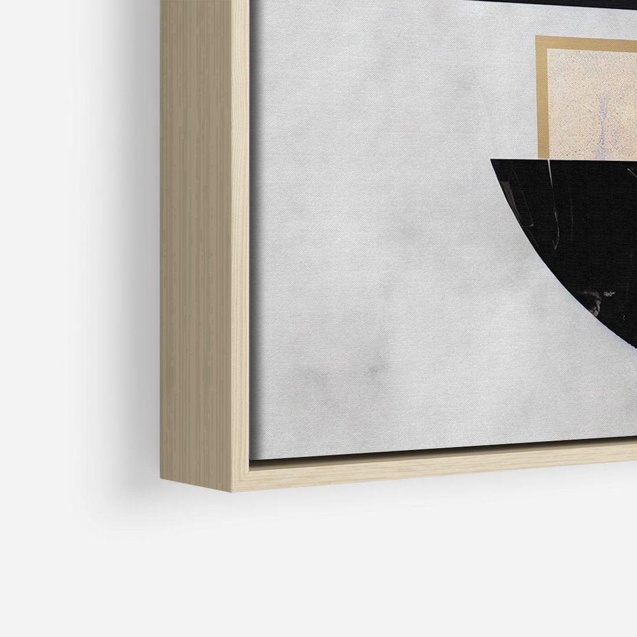 Obraz w ramie 80x80 - Biało-Czarne Formy - nowoczesna geometria, koło - rama drewno