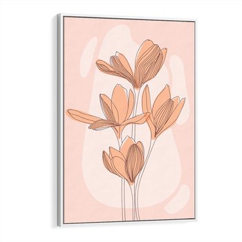 Obraz w ramie 50x70 - Przenikające Kształty - minimalistyczny plakat, pudrowe kwiaty - rama biała