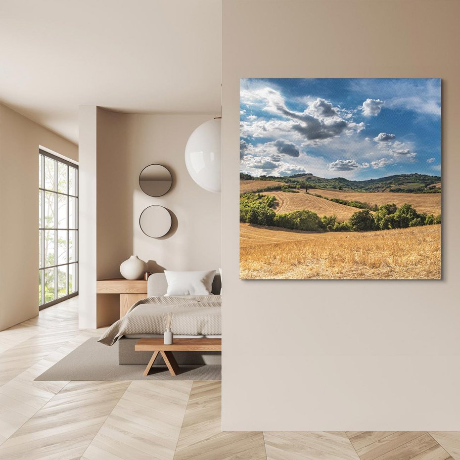 Obraz na płótnie 80x80 - Łąka góry i panoramiczny widok - łąka, góry