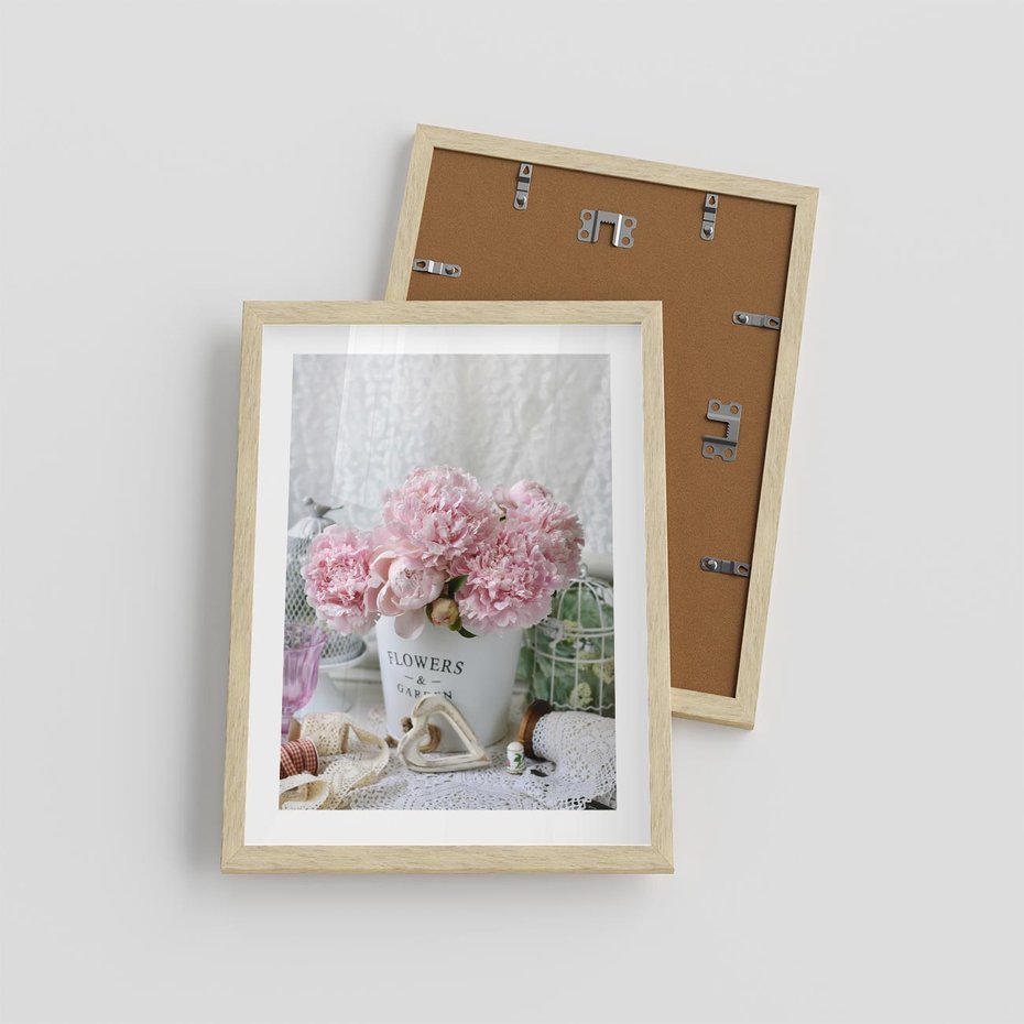 Plakat w ramie 30x40 - Miłość w powietrzu - kwiaty, romantyczne - rama drewno