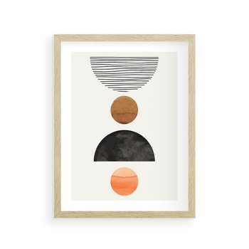 Plakat w ramie 40x50 - Geometryczna Przygoda - nowoczesna grafika, geometria - rama drewno