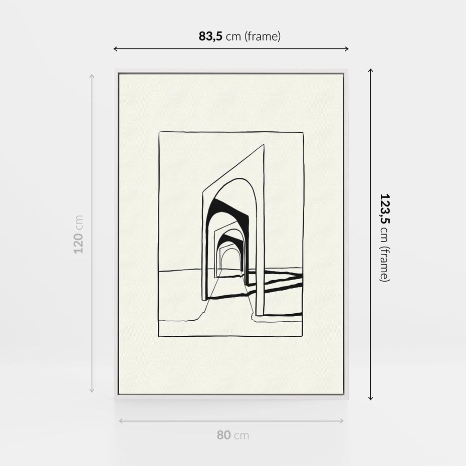 Obraz w ramie 80x120 - Poezja światła i cienia - nowoczesna sztuka, minimalistyczny styl - rama biała