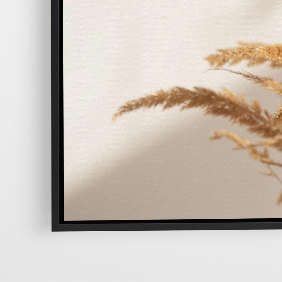 Obraz w ramie 50x50 - Swobodne trawy boho - boho, suche - rama czarna