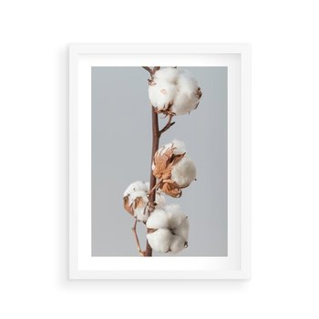 Plakat w ramie 50x70 - Bawełniana boho miękkość - bawełna, boho - rama biała