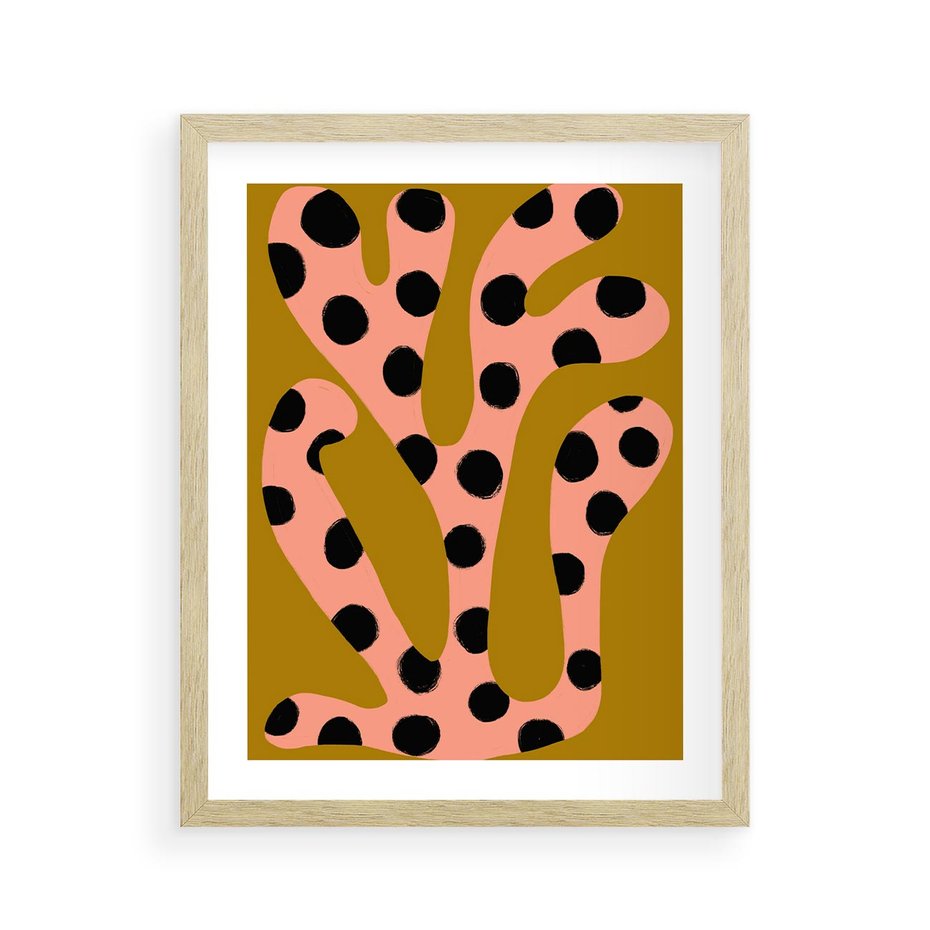Plakat w ramie 40x50 - Rozkwitająca Wolność Boho - abstrakcyjne boho kształty, dziwne - rama drewno