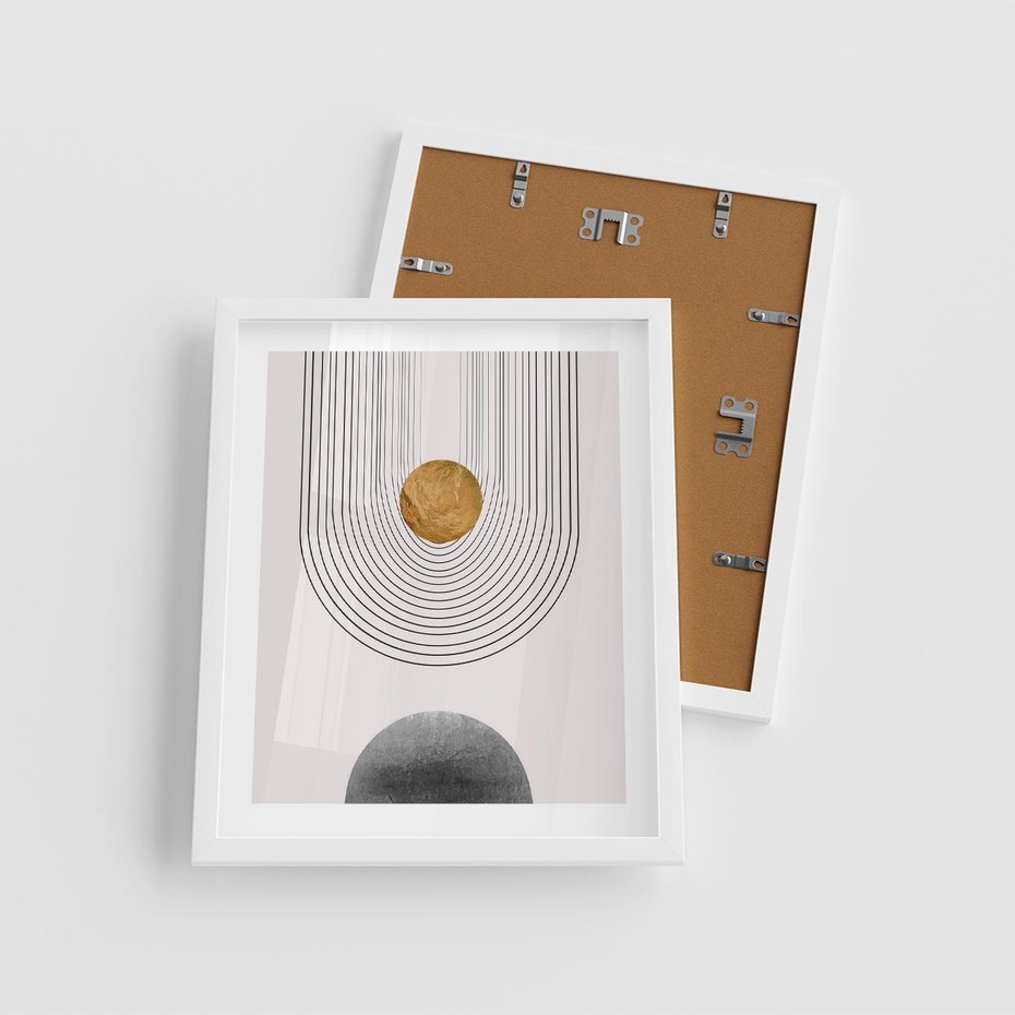 Plakat w ramie 40x50 - Geometryczny Blask - nowoczesna grafika, geometria - rama biała