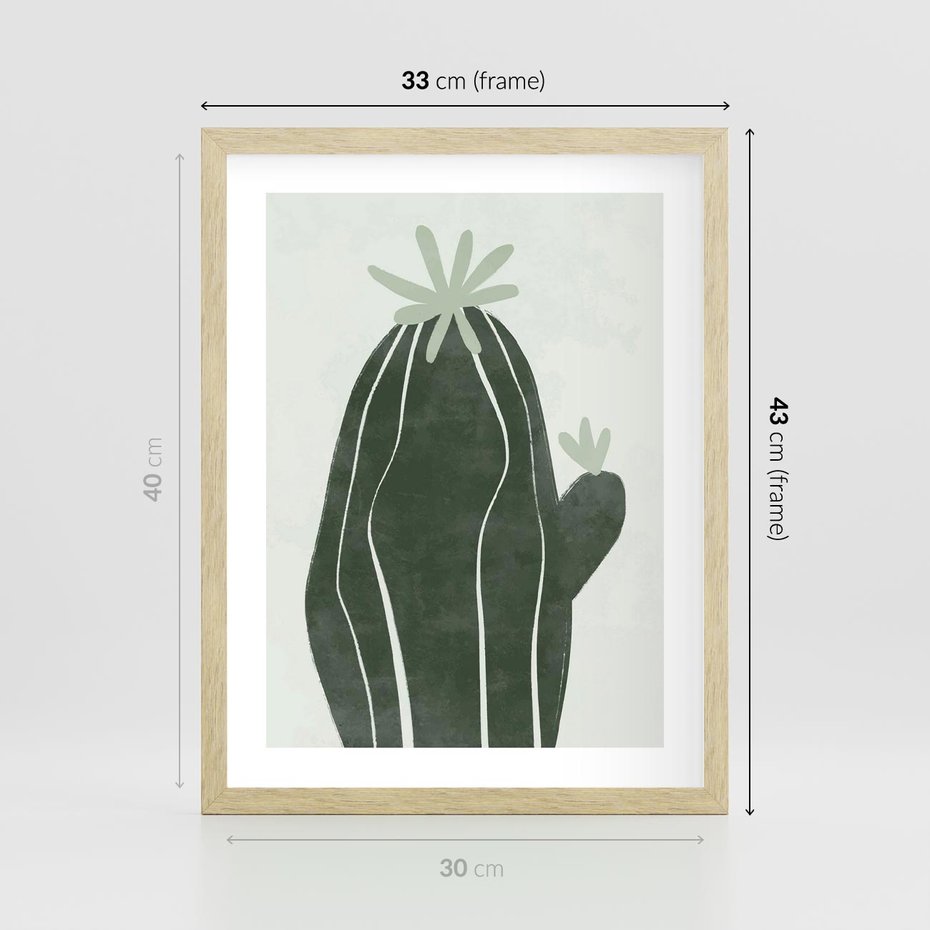 Plakat w ramie 30x40 - Zieleń Inspirującego Życia - zielony plakat, minimalizm - rama drewno