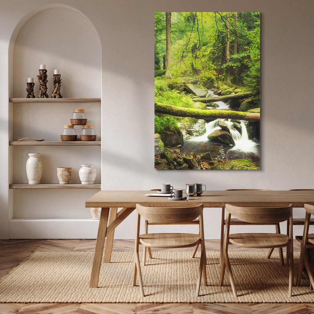 Obraz na płótnie 80x120 - Magiczny Strumień w Lesie - strumień, las