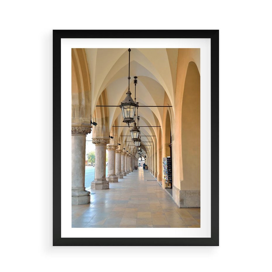 Plakat w ramie 50x70 - Uliczka w perspektywie czasu - uliczka, perspektywa - rama czarna