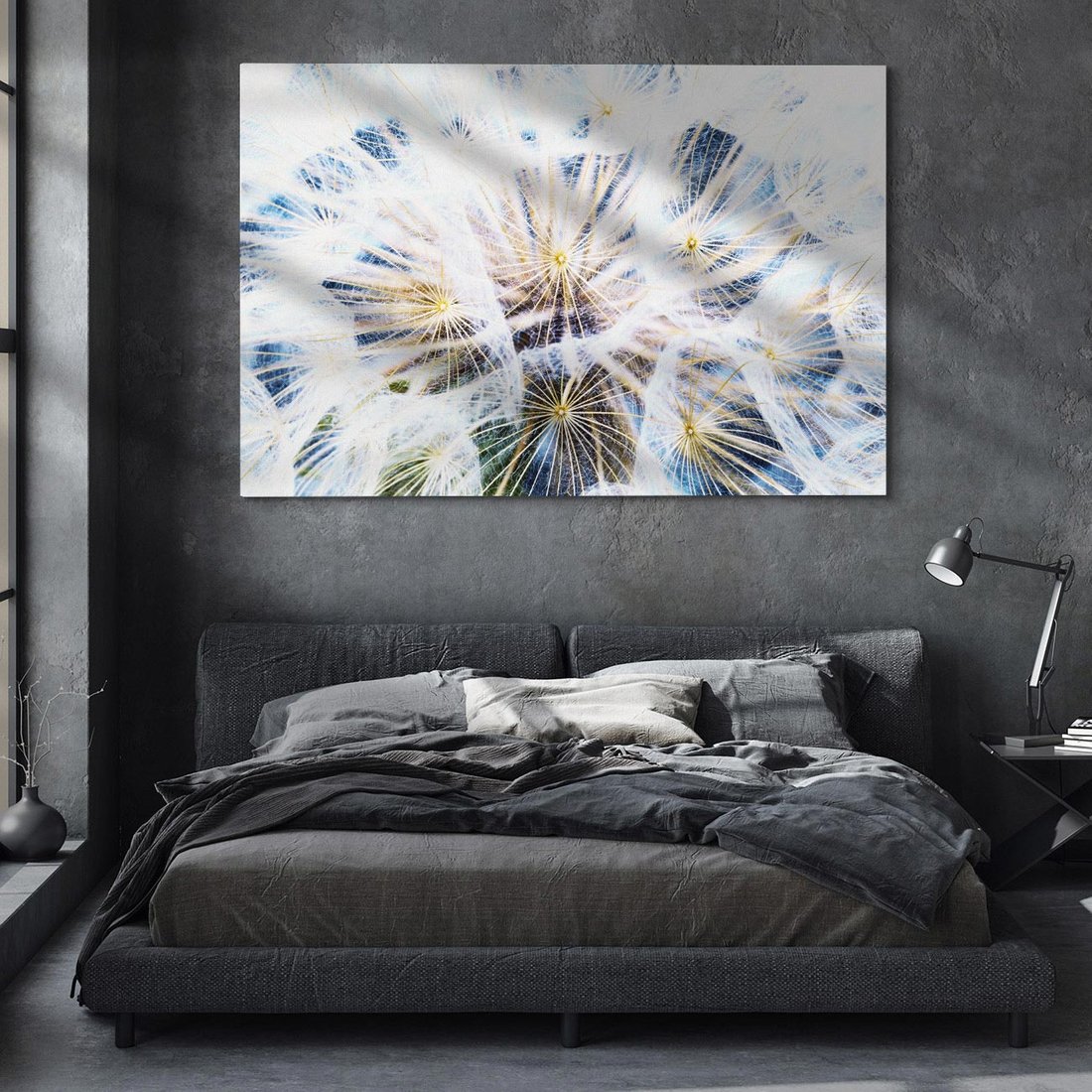 Obraz na płótnie 120x80 - marzenia w locie - dmuchawce, dmuchawiec