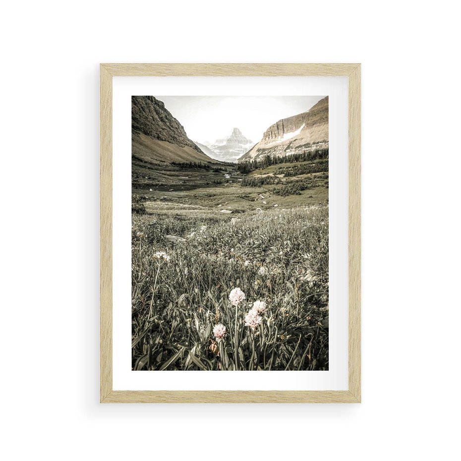 Plakat w ramie 30x40 - Nostalgiczne Góry - górski krajobraz, łaka w górach - rama drewno
