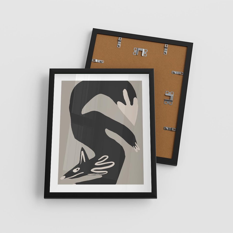 Plakat w ramie 40x50 - Ekspresja Skandynawskiego Światła - skandynawska sztuka, lis - rama czarna