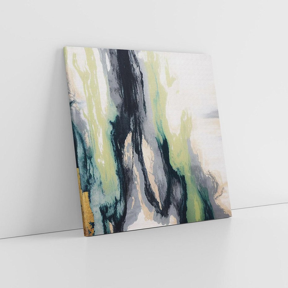 Obraz na płótnie 60x60 - Sfumowane zmysły artysty - rozmyte kolory, zieleń