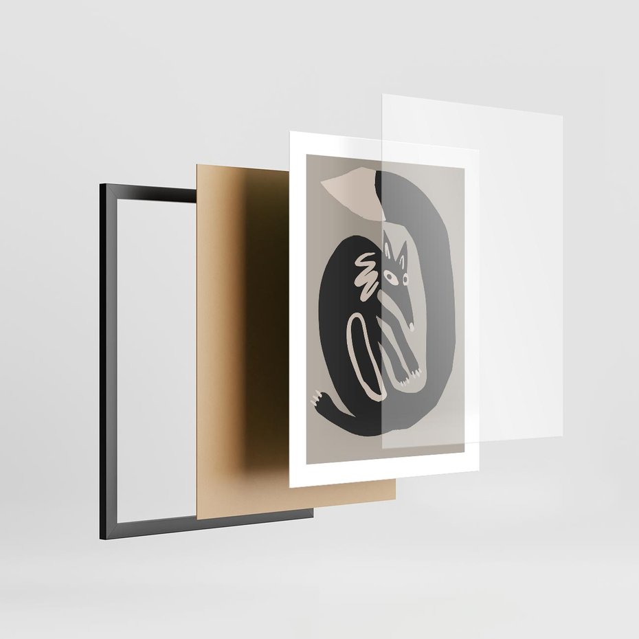 Plakat w ramie 30x40 - Migotliwe Echa Skandynawii - skandynawska sztuka, lis - rama czarna