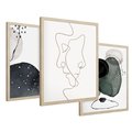 Zestaw obrazy w ramie 50x70 galeria - Line, art, nowoczesny, twarz, akwarela - rama drewno
