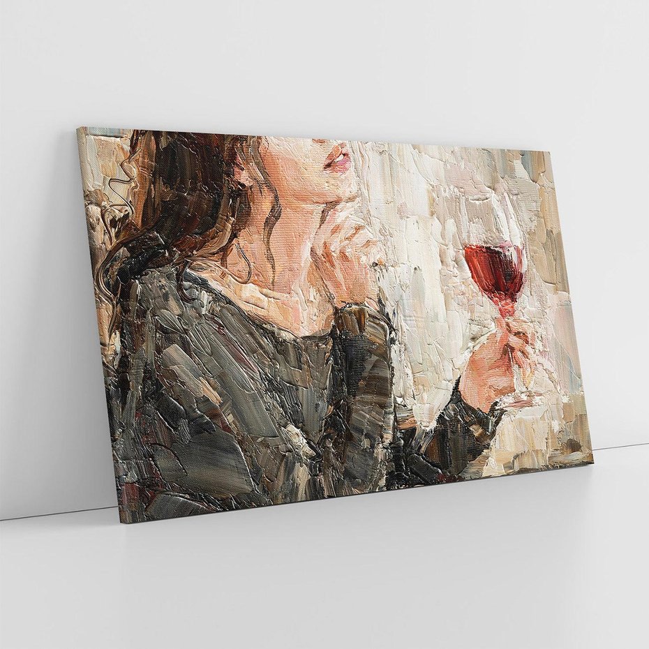 Obraz na płótnie 70x50 - Esencja - kobieta wino obraz impresonizm olej na płótnie