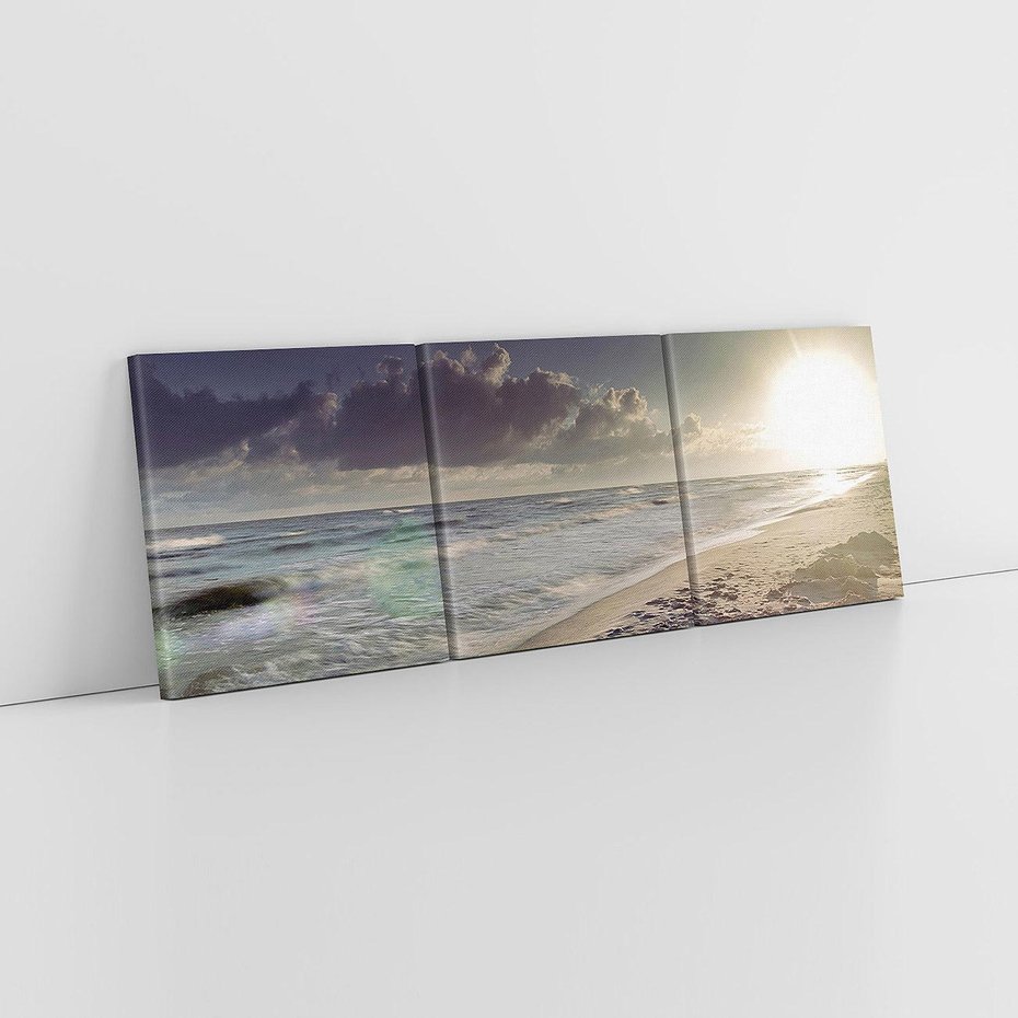 Obraz na płótnie 150x50 - Plaża Morza i Zachód Słońca - plaża, morze