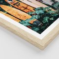Plakat w ramie 30x40 - Surfowanie w Harmonii z Naturą - deski surfingowe, oparte o rośliny - rama drewno