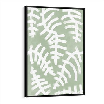 Obraz w ramie 50x70 - Oaza Zieleni - zielona abstrakcja, zgaszona zieleń - rama czarna