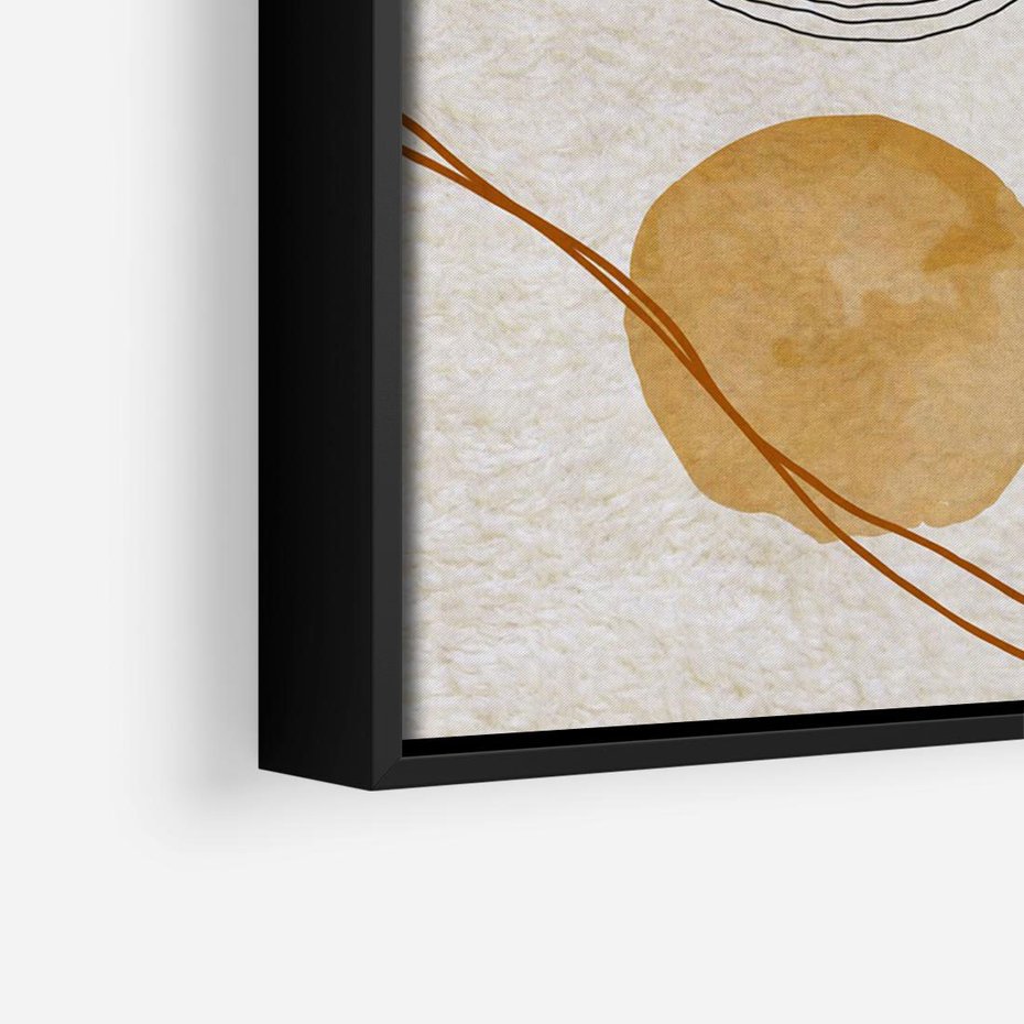 Obraz w ramie 100x70 - Liście i Geometrie - nowoczesny, akwarelowe plamy - rama czarna