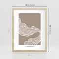 Plakat w ramie 40x50 - Harmonijne Granice - sztuka minimalizmu, biała rycina - rama drewno