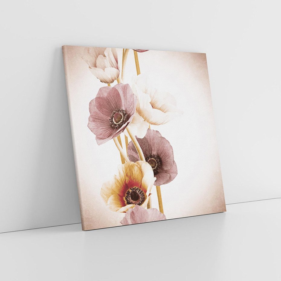 Obraz na płótnie 60x60 - Eksplozja kolorów - akwarela, maki