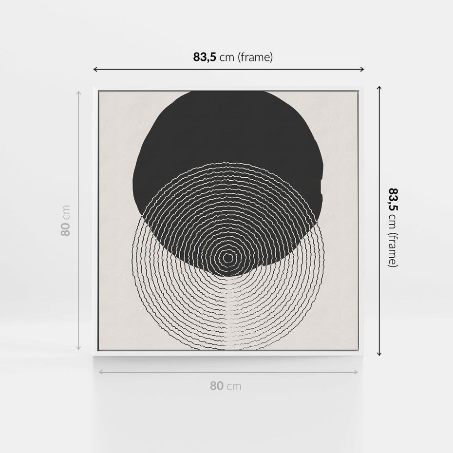 Obraz w ramie 80x80 - Boho Przenikanie Uroku - abstrakcyjna kompozycja, okręgi - rama biała