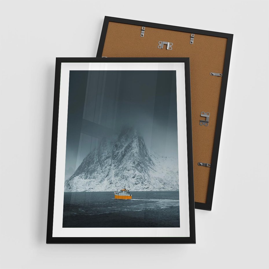 Plakat w ramie 50x70 - Skandynawski pejzaż - skadynawski, pejzaż - rama czarna