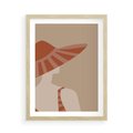 Plakat w ramie 50x70 - Kobiecy Portret - plakat retro, kobieta w kapeluszu - rama drewno