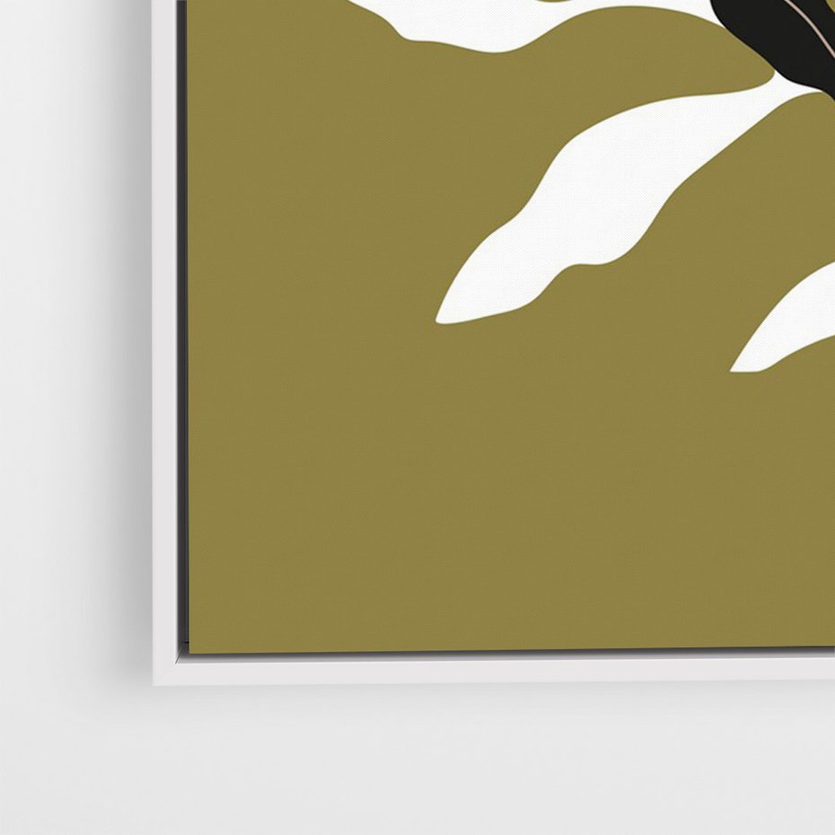 Obraz w ramie 70x100 - Wewnętrzne Odsłony - liście, gałązki - rama biała